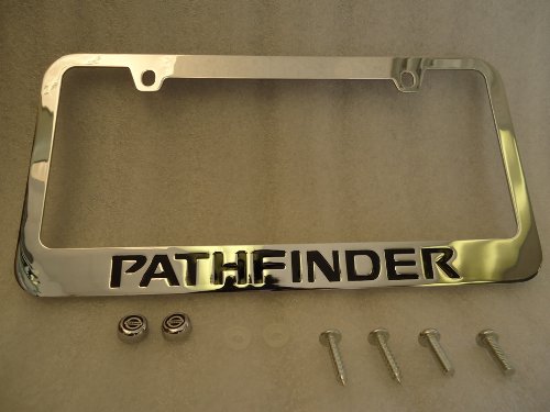 Nissan Pathfinder Chrome Metal License Plate Frame with Logo Screw Caps Frames LF100009