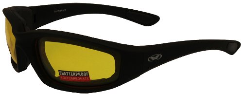 Global Vision Kickback Motorcycle Glasses (Black Frame/Yellow Lens) Goggles Global Vision Eyewear KICKBACKYT
