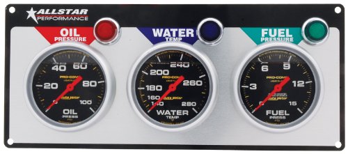 Allstar ALL80123 Auto Meter Liquid-Filled 3-Gauge Panel Kit Water & Oil Temperature Allstar ALL80123