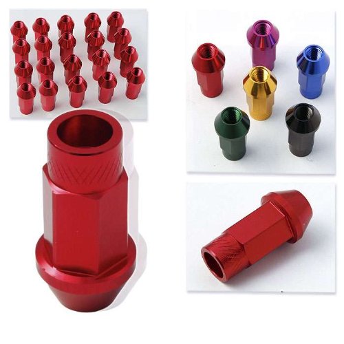 Godspeed 20 Pieces 12x 1.25mm Red Color Extended Aluminum Lug Nut Lugs 12x1.25mm Wheel Nut Nuts Fit ALL Subaru , Legacy , Legacy Gt , Legacy 2.5gt Limited , Legacy 2.5i Premium , Impreza , Impreza STI , Impreza WRX , 2.5rs Impreza Ts WRX , 2.5 Rs Impreza Ts WRX , Forester , Baja , Outback, Tribeca Lug Nuts Godspeed FW-LN-125MM-RD-20P