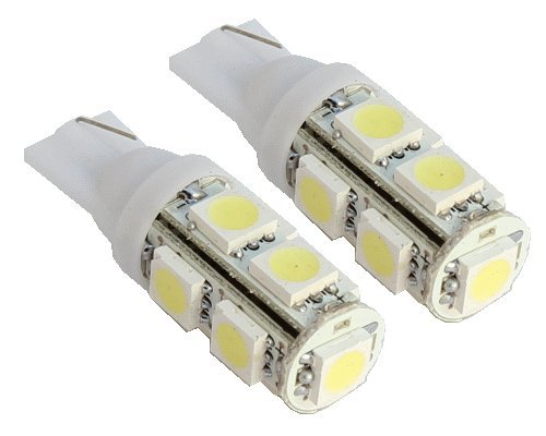 2pcs 9-SMD T10 12V Light LED Replacement Bulbs 168 194 2825 W5W - White Bulbs EZ Motoring T10_9SMD_W