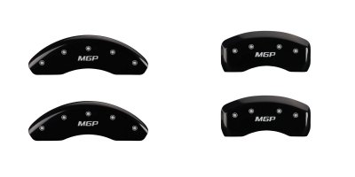 MGP Caliper Covers 20107SMGPBK 'MGP' Engraved Caliper Cover with Black Powder Coat Finish and Silver Characters, (Set of 4) Calipers Without Pads MGP Caliper Covers 20107SMGPBK