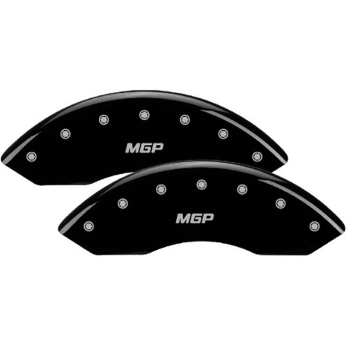 MGP Caliper Covers 10006FMGPBK 'MGP' Engraved Front Caliper Cover with Black Powder Coat Finish and Silver Characters, (Set of 2) Calipers With Pads MGP Caliper Covers 10006FMGPBK