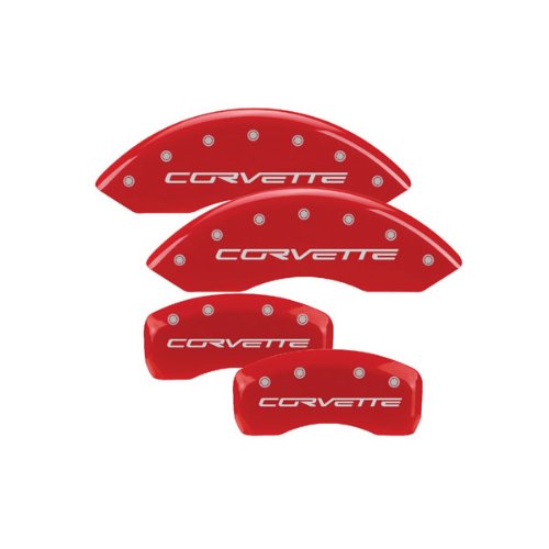 MGP Caliper Covers Chevrolet Corvette C6 2005 2006 2007 2008 2009 2010 2011 2012 (Licensed Logo) - Red Exterior Accessories MGP Caliper Covers 13008-S-CVT-RD