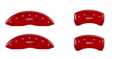 MGP Caliper Covers 12162SMGPRD 'MGP' Engraved Caliper Cover with Red Powder Coat Finish and Silver Characters, (Set of 4) Calipers Without Pads MGP Caliper Covers 12162SMGPRD