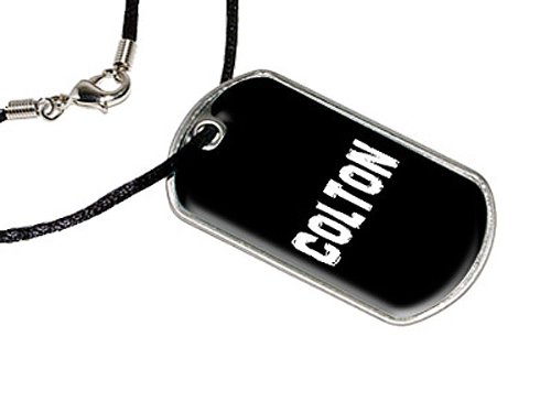 Colton - Name Military Dog Tag Black Cord Necklace Key Chains Graphics and More d1044_C