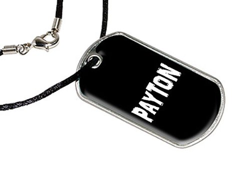 Payton - Name Military Dog Tag Black Cord Necklace Key Chains Graphics and More d1303_C
