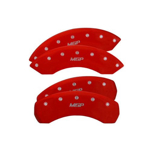 MGP Caliper Covers 14027SMGPRD 'MGP' Engraved Caliper Cover with Red Powder Coat Finish and Silver Characters, (Set of 4) Pads MGP Caliper Covers 14027SMGPRD