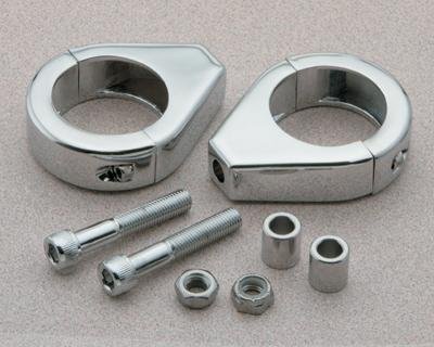 Custom Cycle Chrome Turn Signal Relocation Clamps - 41mm LC2641 Bar & Pipe Clamps Custom Cycle LC2641