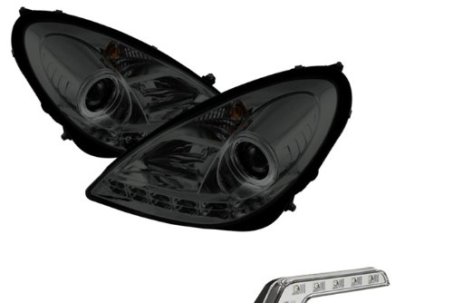 Carpart4u Mercedes Benz R171 SLK HID Type DRL LED Projector Headlight - Smoke and LED Day Time Running Light Package Headlight Assemblies Carpart4u CP4-PD-MBSLK05-HID-DRL-SM+LBENZ-C