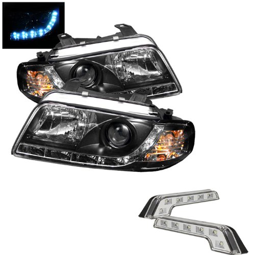 Headlight Assemblies Carpart4u CP4-PD-AA495-DRL-BK+LBENZ-C