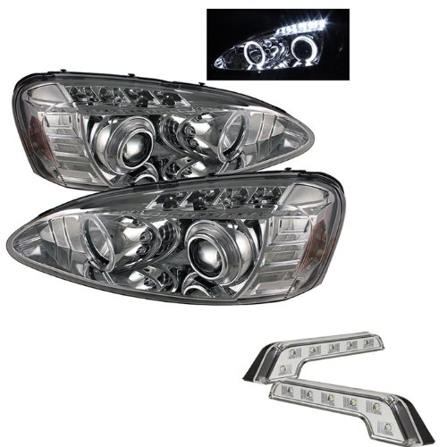 Carpart4u Pontiac Grand LED Prix Halo Chrome Projector Headlights and LED Day Time Running Light Package Headlight Assemblies Carpart4u CP4-PD-PGP04-HL-C+LBENZ-C