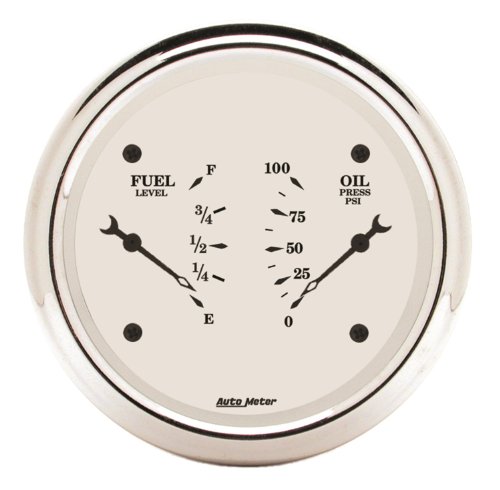 Auto Meter 1624 Old Tyme White II Oil/Fuel Dual Gauge Specialty Auto Meter 1624