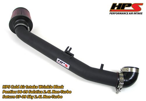 06-09 Pontiac Solstice 2.4L Non Turbo HPS Cold Air Intake Wrinkle Black 07 Air Intake HPS HPS-37-179WBKN