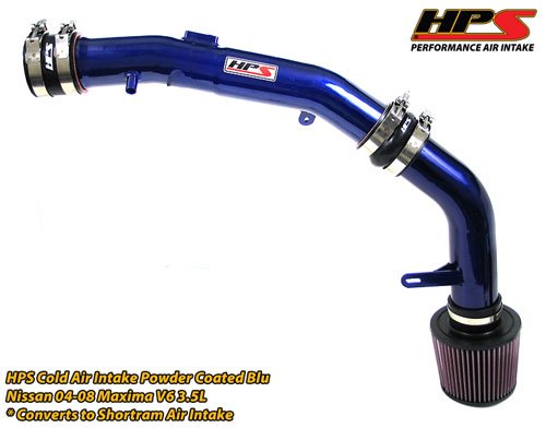 04 05 06 07 08 Nissan Maxima V6 3.5L HPS Cold Air Intake Powder Coated Blue Air Intake HPS HPS-37-174BLKN