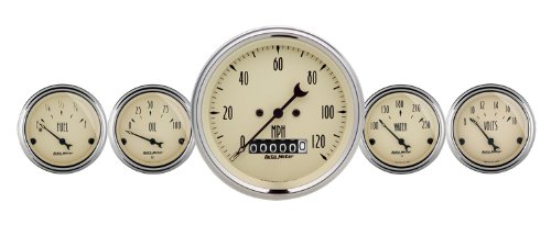 Auto Meter 1840 Antique Beige Fuel/Oil/Speedo/Volt/Water 5 Gauge Set Water & Oil Temperature Auto Meter 1840