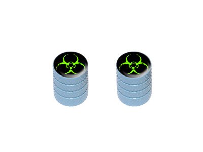 Zombie Outbreak Response Vehicle Green Biohazard - Motorcycle Bike Bicycle - Tire Rim Valve Stem Caps - Light Blue Valve Stems & Caps Valve V127_2_LtBlue