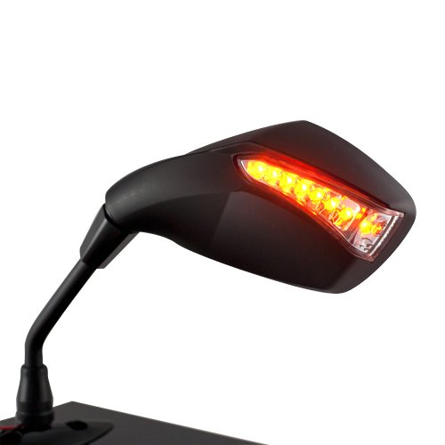 Fist Black LED Turn Signal mirrors motorcycle sportster bobber cruiser street naked road bike KiWAV Mirrors Magazi MG-1852LED-fist-black