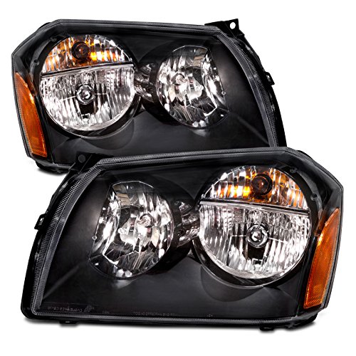 Dodge Magnum Black Headlights Set w/Halogen-Type Xenon Bulbs Headlight Assemblies Headlights Depot CS176-B101PX