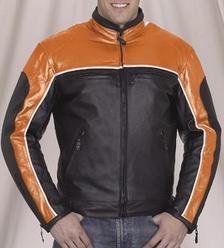 Black & Orange Leather Motorcycle Racing Jacket Jackets & Vests Billys Biker Gear MJ780-ORG-54