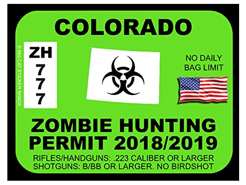 Colorado Zombie Hunting Permit (Bumper Sticker) Bumper Stickers, Decals & Magnets