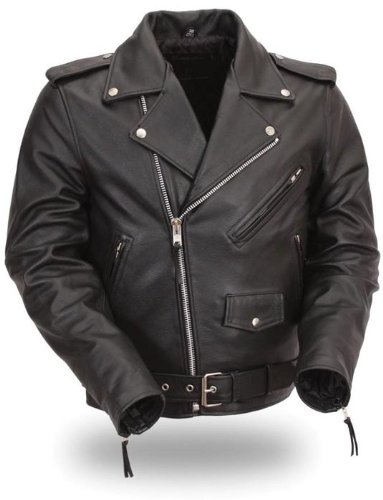 Motorcycle Jackets, Mens Classic Leather Motorcycle Jacket, Vented with Zip Out Lining, Side Laces and wrap around Belt, available in all sizes, Size : 5XL, XXXXX-Large, 60 to 62 Jackets & Vests Billys Biker Gear MJ210-162