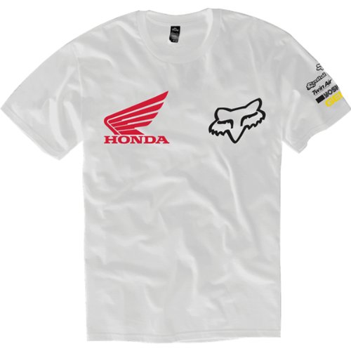 Honda Motorcycle Officially Licensed Fox Factory Men's Short-Sleeve Race Wear T-Shirt/Tee - White / Small T-Shirts Fox Racing 01787-008-S-FB