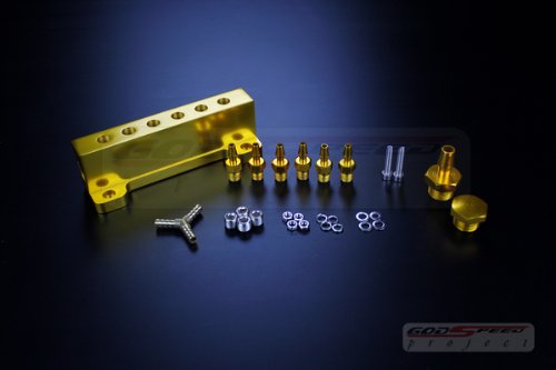 Godspeed Universal Turbo Fuel Boost Blow Off Bov Vacuum Manifold Universal Turbo Fuel Boost Blow Off Bov Vacuum Manifold Gold Color Exhaust Manifold Godspeed AC-070GOLD