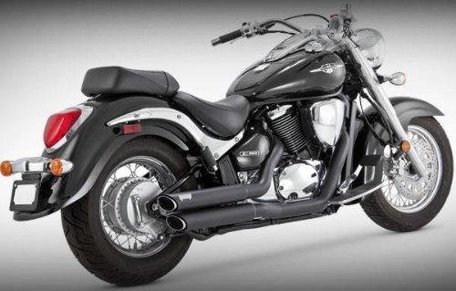 Vance & Hines Twin Slash Staggered Exhaust System - Black , Color: Black 48501 Complete Systems Vance & Hines 48501