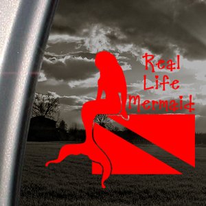 Real Life Mermaid Red Decal Scuba Diver Dive Flag Red Sticker Bumper Stickers, Decals & Magnets gt100rd