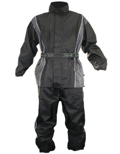Xelement Mens 2 Piece Black and Gray Motorcycle Rainsuit - 5X-Large Rainwear Xelement 279803