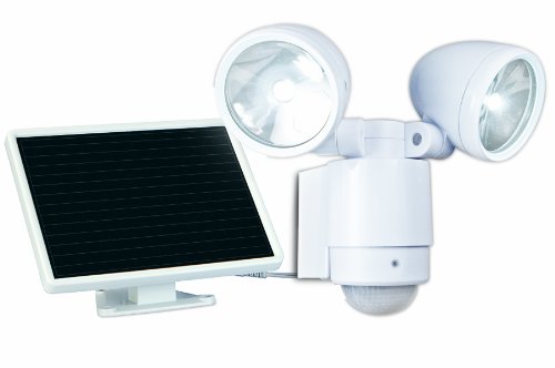 MAXSA Innovations 44418 White Solar-Powered Dual Head SMT LED Security Spotlight with Motion-Activation Spotlights Maxsa Innovations 44418