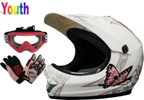 Helmets TMS &JX-F601-1-White/Pink-BF+AS10P+GVKID-P