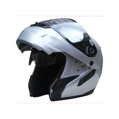 DOT Flip up Helmet with Internal Sunglass 618 Silver (Large) Helmets X4