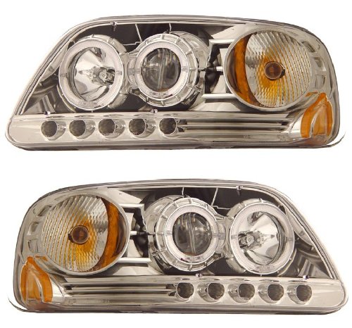 FORD F-150 97-03 1 PC PROJECTOR HEADLIGHT HALO LED CHROME CLEAR AMBER (CCFL) NEW Headlight Assemblies Eagle Eye Lights 02-AZ-FF97-PCC-RF-A