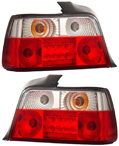 BMW 3 SERIES E36 92-98 4 DR LED TAIL LIGHT RED/CLEAR NEW Tail Lights Eagle Eye Lights 03-B39298TLED4D