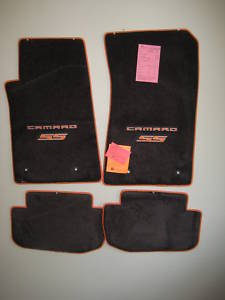 Chevrolet Camaro SS Floor Mats Dual Orange Logos with Orange Binding 2010 2011 2012 High-End Custom Fit Lloyd Mats HEM-CAM-SS-ORNG/ORNG-4PC
