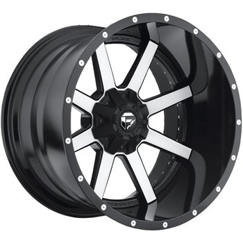Fuel Maverick 22x10 Machined Black Wheel / Rim 8x180 with a -13mm Offset and a 125.20 Hub Bore. Partnumber D26122001850 Heavy Truck Fuel D26122001850