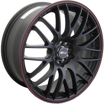 MSR 45 18 Black Red Wheel / Rim 4x100 & 4x4.5 with a 35mm Offset and a 72.64 Hub Bore. Partnumber 4529801 Car MSR 4529801