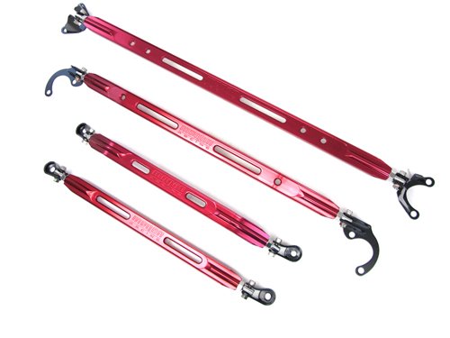 94-97 Acura Integra GSR Type-R Front Megan Racing Rear Up Strut + Tie Bars Combo Red 95 Torque Struts Megan Racing B-MRB050-4PC-RED