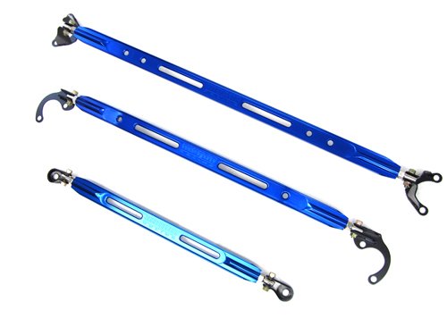 96-00 Honda Civic Megan Racing Front + Rear Strut + Tie Bar 3PC Combo Blue Shocks, Struts & Suspension Megan Racing B-MRB021-FU+RU+RL-BLUE