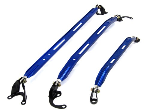 94-97 Acura Integra LS RS GS Megan Racing Front Up & Lower + Rear Strut Bar 3PC Combo Blue Bars & Arms Megan Racing B-MRB048-FU+RU+FL-BLUE