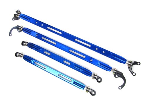 90-93 Acura Integra without ABS Megan Racing Front Rear Up Strut + Tie Bars Combo Blue Shocks, Struts & Suspension Megan Racing B-MRB052-4PC-BLUE