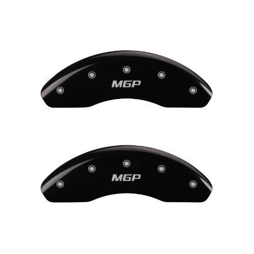 MGP Caliper Covers 28163SMGPBK 'MGP' Engraved Caliper Cover with Black Powder Coat Finish and Silver Characters, (Set of 4) Calipers Without Pads MGP Caliper Covers 28163SMGPBK