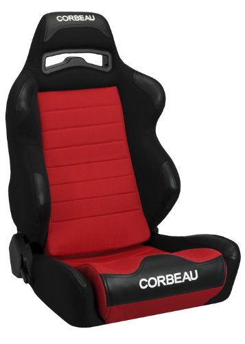 Corbeau LG1 Black Cloth w/Red Cloth Inserts (sold in pairs) Racing Seats Corbeau 25507