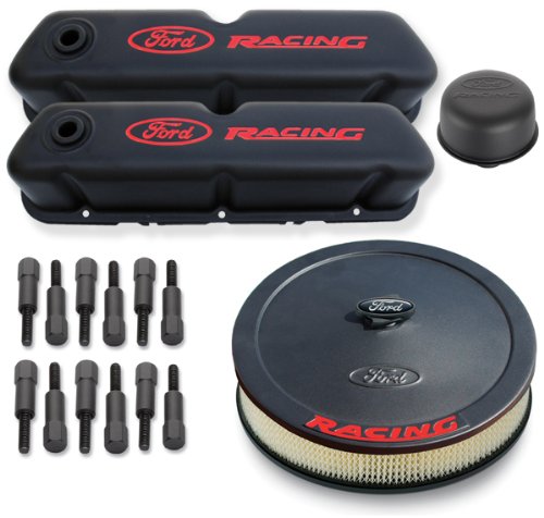 Proform 302-500 Black Crinkle Engine Dress-Up Kit with Red Ford Racing Logo for Ford 289-351 Windsor Engine Kits ProForm 302-500