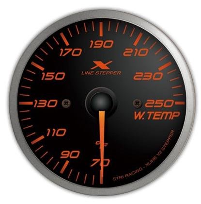 STRI X Line V2 Series 60mm Smoke Lens Amber LED Imperial Water Temperature Gauge Specialty Stri Motorsport Electronics XS6003A-10E