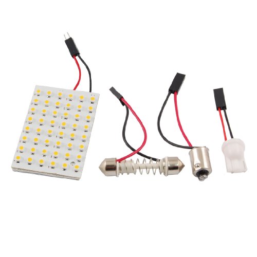 uxcell Warm White 48 LED Panel 3528 SMD Dome Light Lamp + T10 BA9S Festoon Adapter Interior & Convenience Bulbs uxcell a12030800ux0036