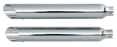 Rush Baloney Cut Chrome Slip-On Mufflers with 2.25 Baffles for Harley 1995-2011 Dyna Models (Except Fat Bob models) Mufflers Rush 14204-225