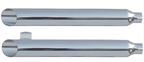 Rush Baloney Cut Chrome Slip-On Mufflers with 2.25 Baffles for Harley Davidson 2008-2014 FXDF Dyna Fat Bob and 2010-2014 FXDWG Models Mufflers Rush 28604-225